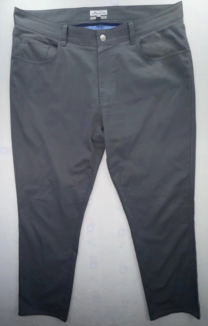 Peter Millar Mens 36x32 Gray Performance Golf Pants 5 Pocket Polyester